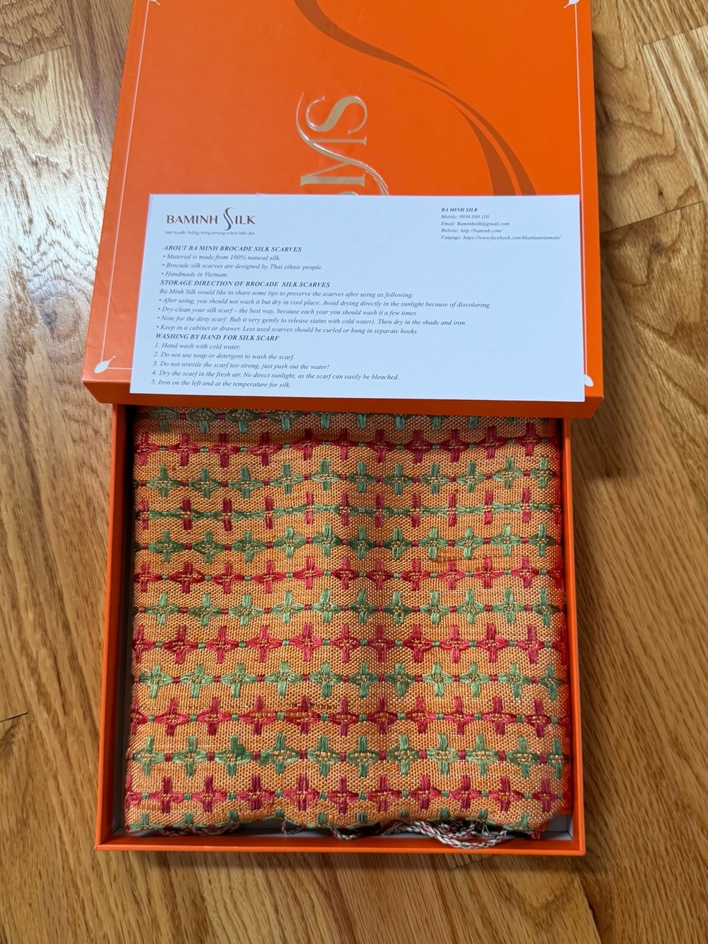 Women's Orange Multicolor Woven Scarf